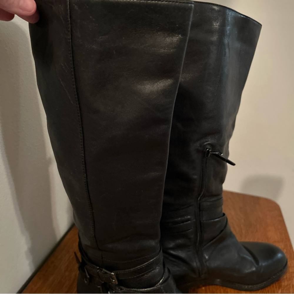 Via Spiga Black Leather Knee-High Boots - Picture 5 of 8